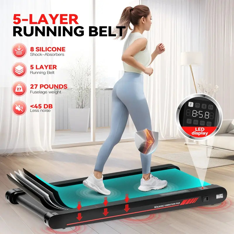 Say Bye To Lazy Lifestyle! P1 3 In 1 Walking Vibration Pad, APP & Remote Control 22Lbs Lightweight Under Desk Treadmill With Servo Motor