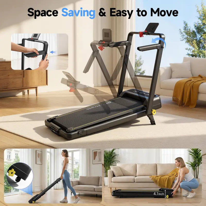 Ideal for Ladies! 15% Incline Walking Pad, Portable Under Desk Treadmill with Remote Control, Perfect for Small Home & Office Walking & Jogging