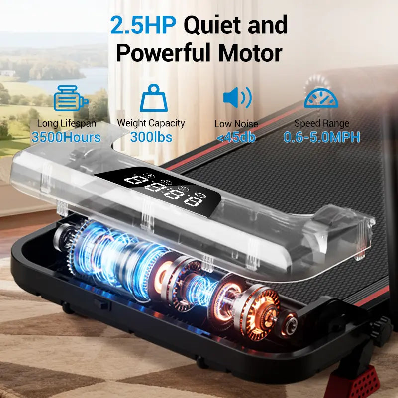 Burn More Calories! 16% Incline 4-in-1 Foldable Walking Pad, 2.5HP Quiet Under Desk Treadmill with Diamond Non-slip Belt Home Office Fitness