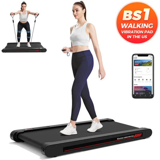 Say Bye To Lazy Lifestyle! P1 3 In 1 Walking Vibration Pad, APP & Remote Control 22Lbs Lightweight Under Desk Treadmill With Servo Motor