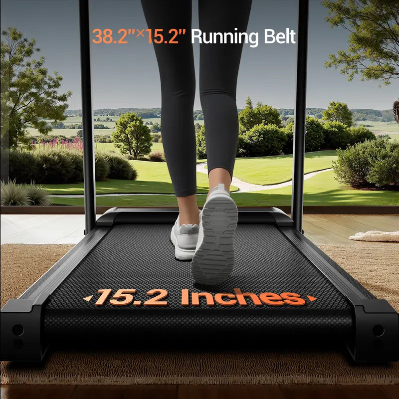 Stay Fit Efficiently! Folding Incline Treadmill With Handle, 3.0HP Quiet Motor 300Lbs Capacity LED Screen Fitness Machine For Home Office