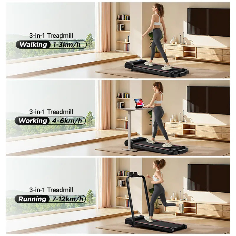 Shake Off Fatigue! Adjustable Incline Under Desk Walking Pad, Diamond Pattern Running Belt Quiet Fitness Treadmill for Home Office