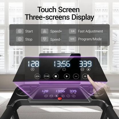 Stay Fit Efficiently! Folding Incline Treadmill With Handle, 3.0HP Quiet Motor 300Lbs Capacity LED Screen Fitness Machine For Home Office
