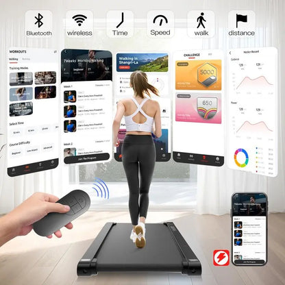 Easy Daily Workout! Multi-functional Vibrating Plate Walking Pad, Portable Quiet Under Desk Treadmill for Home Office Fitness
