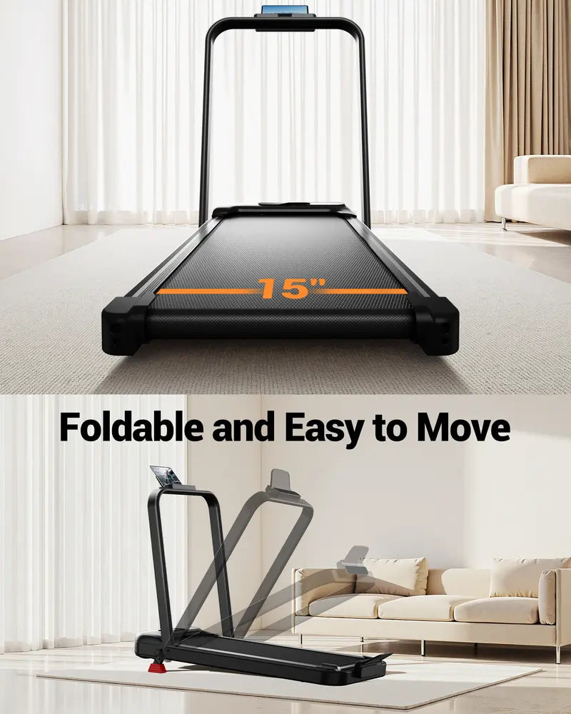 Shape Body Easily! Folding Walking Treadmill with Handrails, 16% Incline 300Lbs Capacity Indoor Fitness Machine for Home Office