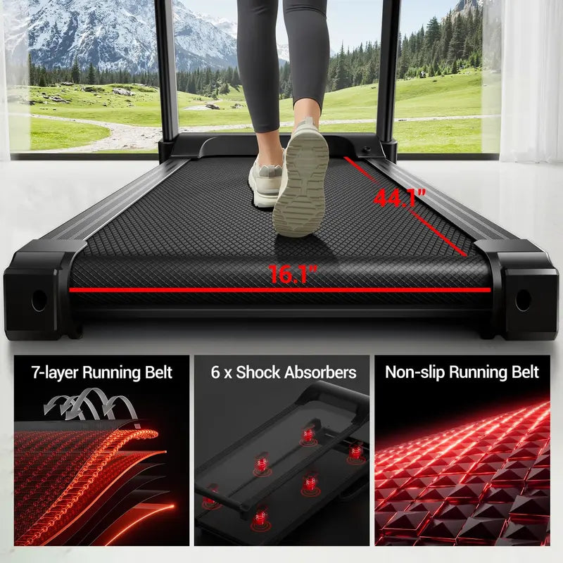 Stay Fit Efficiently! Folding Incline Treadmill With Handle, 3.0HP Quiet Motor 300Lbs Capacity LED Screen Fitness Machine For Home Office