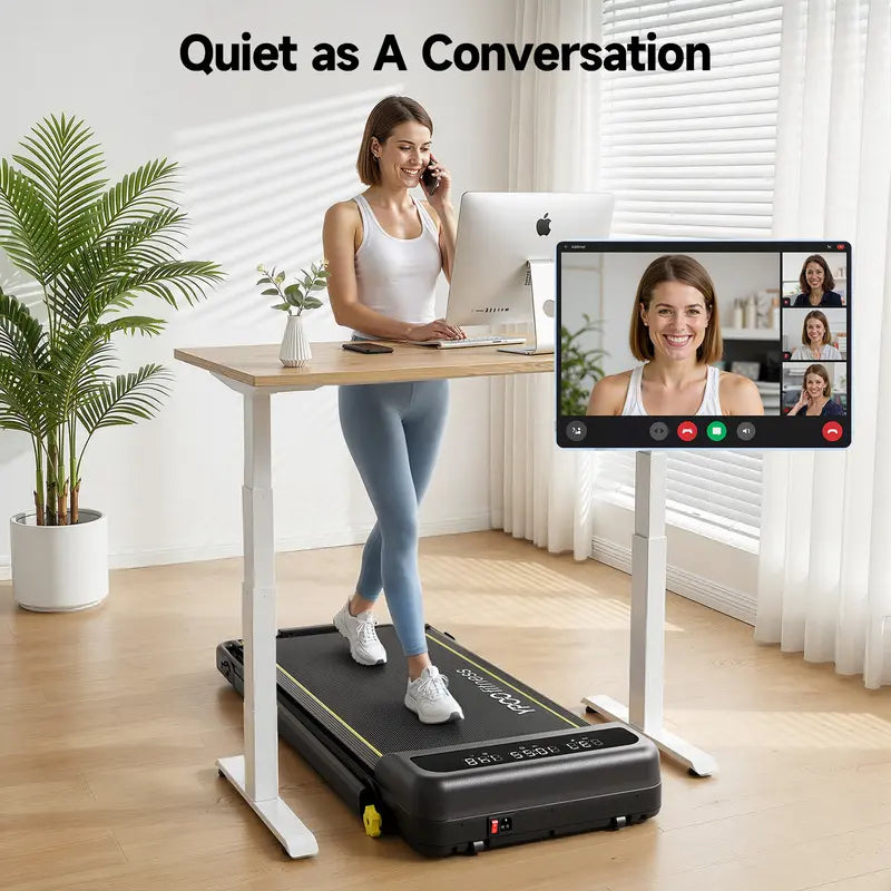 Ideal for Ladies! 15% Incline Walking Pad, Portable Under Desk Treadmill with Remote Control, Perfect for Small Home & Office Walking & Jogging