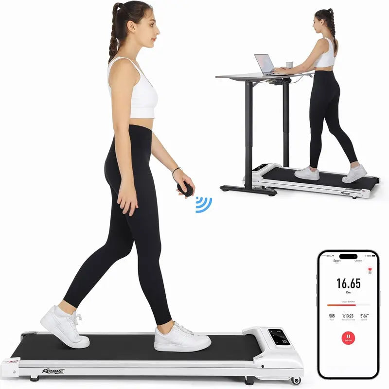 No Installation Needed! Quiet Under Desk Walking Pad Treadmill, Remote Control & LED Display for Home & Office