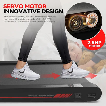 Easy Daily Workout! Multi-functional Vibrating Plate Walking Pad, Portable Quiet Under Desk Treadmill for Home Office Fitness