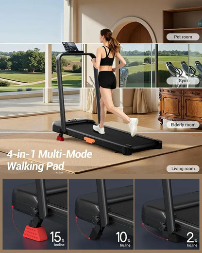 Shape Body Easily! Folding Walking Treadmill with Handrails, 16% Incline 300Lbs Capacity Indoor Fitness Machine for Home Office