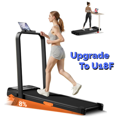 Shape Body Easily! Folding Walking Treadmill with Handrails, 16% Incline 300Lbs Capacity Indoor Fitness Machine for Home Office