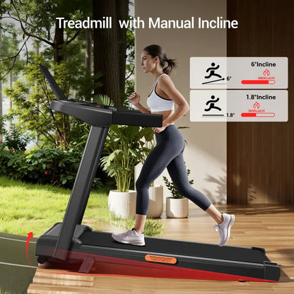 Stay Fit Efficiently! Folding Incline Treadmill With Handle, 3.0HP Quiet Motor 300Lbs Capacity LED Screen Fitness Machine For Home Office