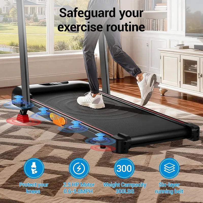Burn More Calories! 16% Incline 4-in-1 Foldable Walking Pad, 2.5HP Quiet Under Desk Treadmill with Diamond Non-slip Belt Home Office Fitness