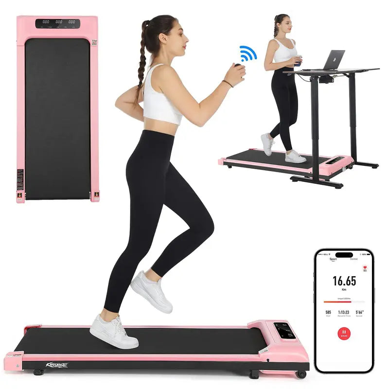 No Installation Needed! Quiet Under Desk Walking Pad Treadmill, Remote Control & LED Display for Home & Office