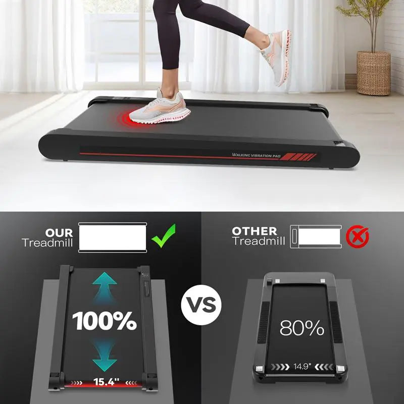 Easy Daily Workout! Multi-functional Vibrating Plate Walking Pad, Portable Quiet Under Desk Treadmill for Home Office Fitness