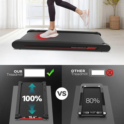 Easy Daily Workout! Multi-functional Vibrating Plate Walking Pad, Portable Quiet Under Desk Treadmill for Home Office Fitness