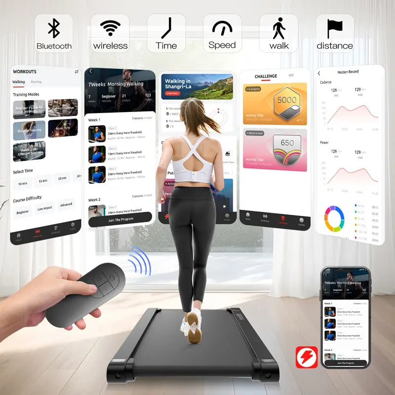 Say Bye To Lazy Lifestyle! P1 3 In 1 Walking Vibration Pad, APP & Remote Control 22Lbs Lightweight Under Desk Treadmill With Servo Motor