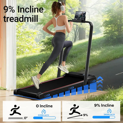 Shake Off Fatigue! Adjustable Incline Under Desk Walking Pad, Diamond Pattern Running Belt Quiet Fitness Treadmill for Home Office