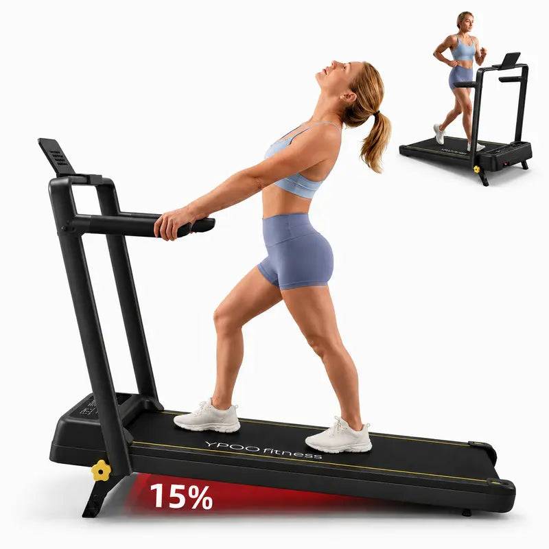 Ideal for Ladies! 15% Incline Walking Pad, Portable Under Desk Treadmill with Remote Control, Perfect for Small Home & Office Walking & Jogging