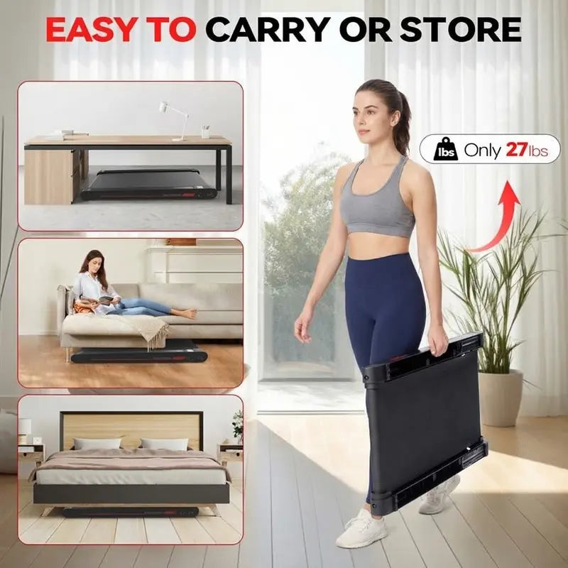Easy Daily Workout! Multi-functional Vibrating Plate Walking Pad, Portable Quiet Under Desk Treadmill for Home Office Fitness