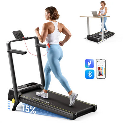 Ideal for Ladies! 15% Incline Walking Pad, Portable Under Desk Treadmill with Remote Control, Perfect for Small Home & Office Walking & Jogging